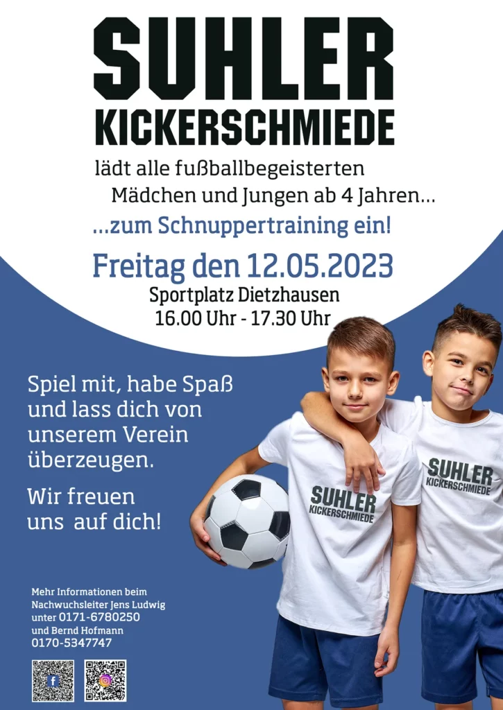 Suhler Kickerschmiede - Schnuppertraining am 12. Mai 2023